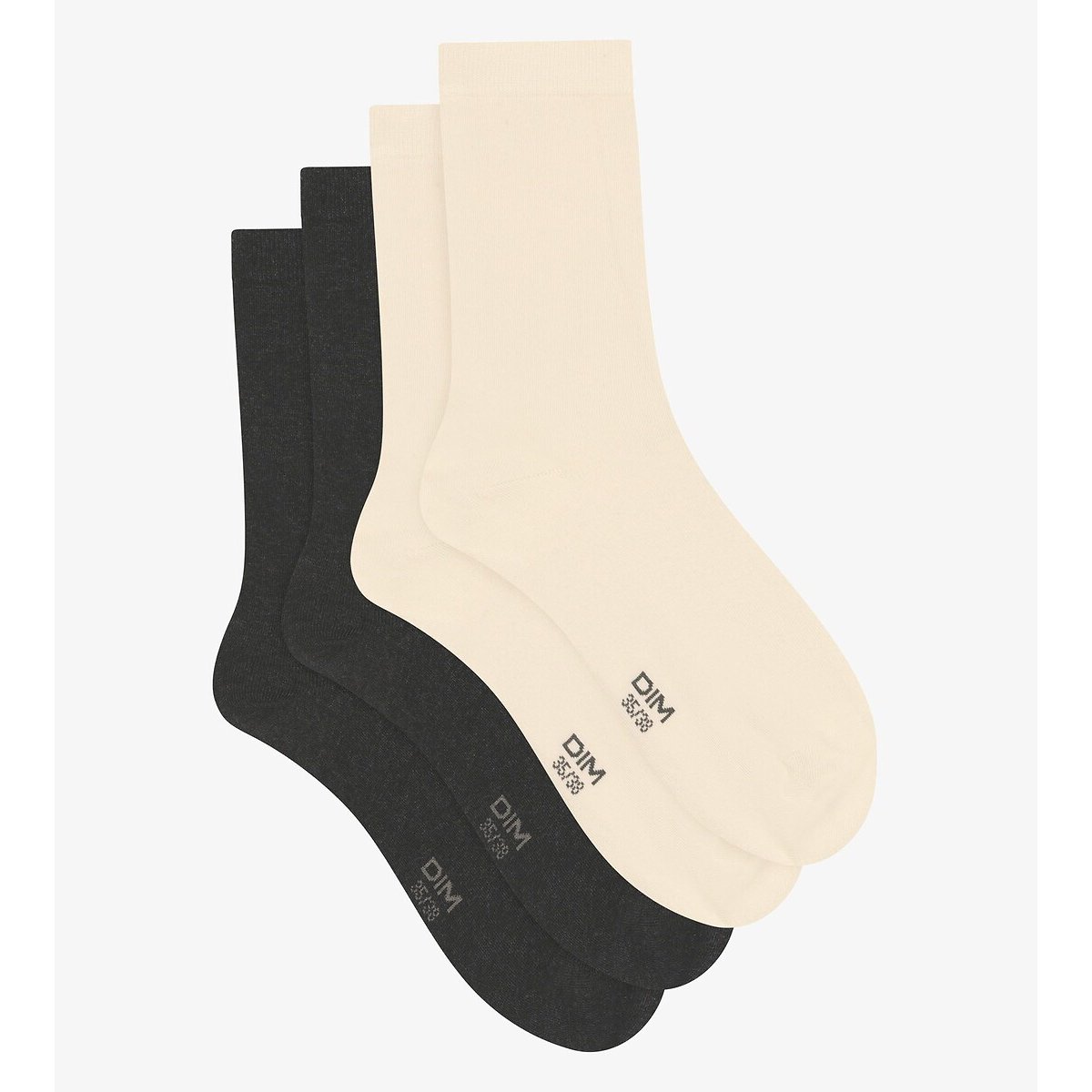 Set mit 2 Paar Wadensocken COTON elfenbein / anthrazit, DIM