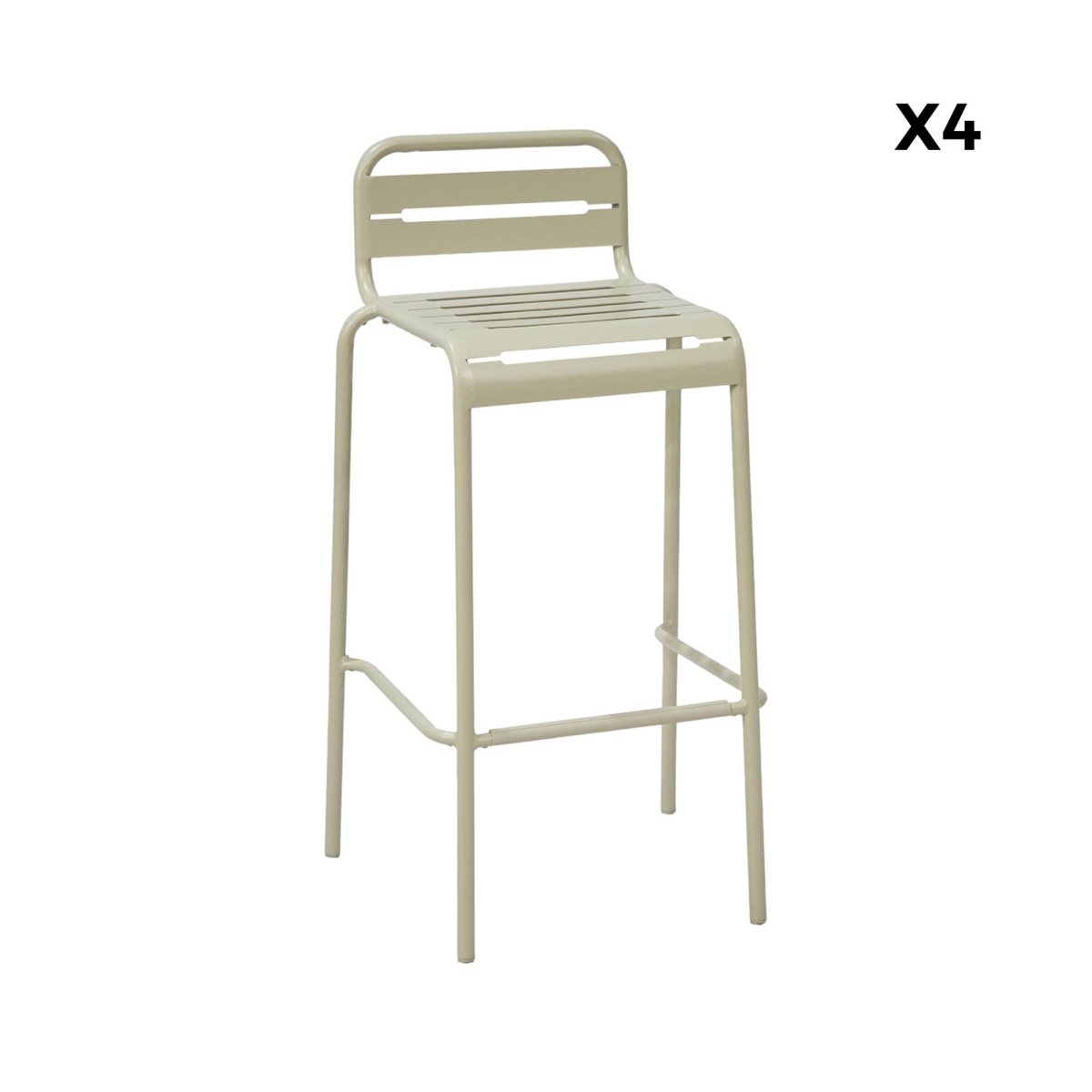 Table haute de jardin acier + 4 assises AMÉLIA beige, SWEEEK