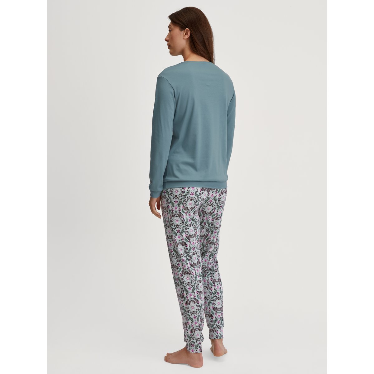Pyjama avec bords élastiques manches longues Coton AUTUMN DREAMS smoke bleu, CALIDA