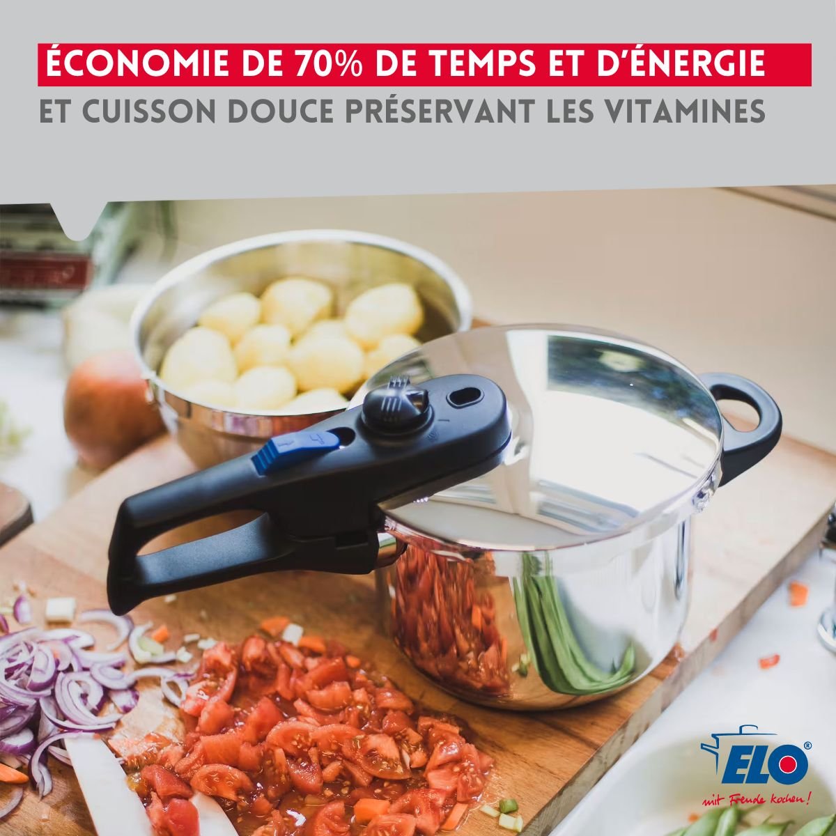 Autocuiseur vapeur 18/10 22 cm 3 à 6 litres PRAKTIKA PLUS XL noir,inox, ELO