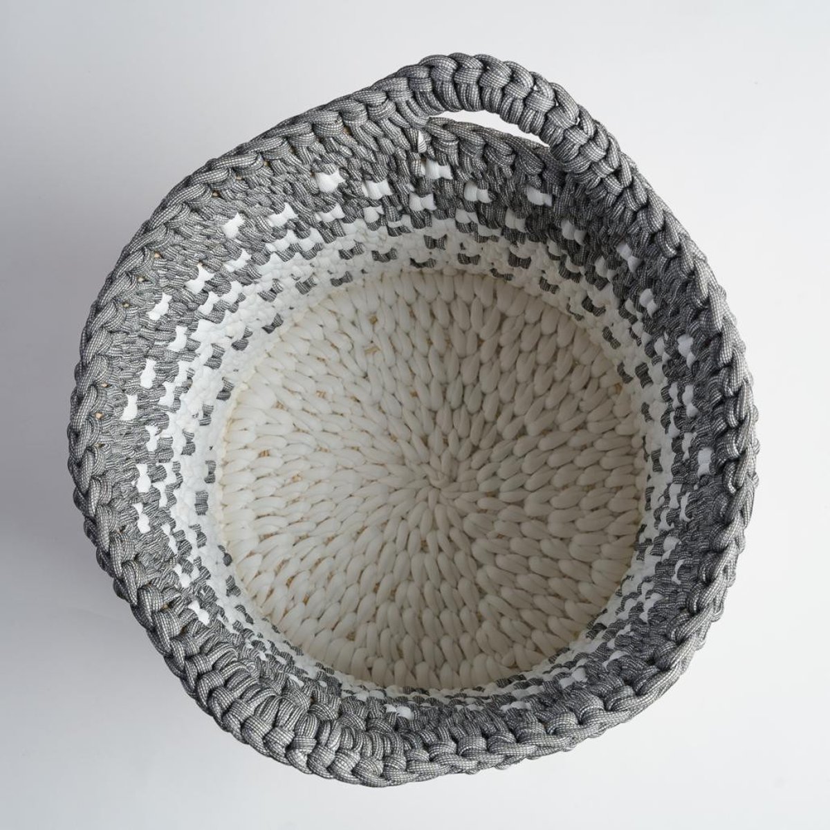 Panier en corde gris et blanc M ELLY gris, WANDA COLLECTION