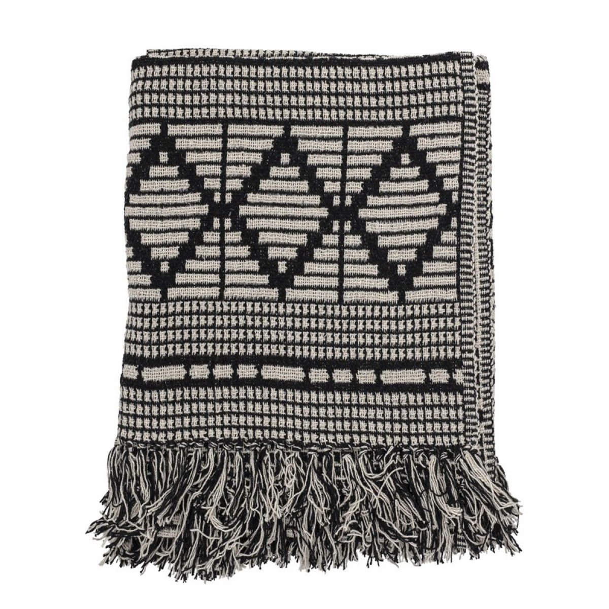 Plaid coton recyclé motif losanges  Gutte noir, BLOOMINGVILLE