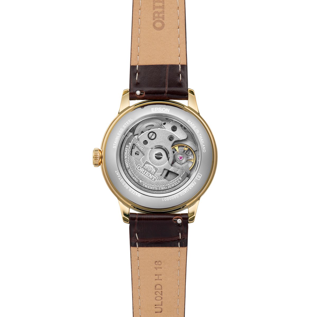 Montre Analogique BAMBINO doré blanc marron foncé, ORIENT