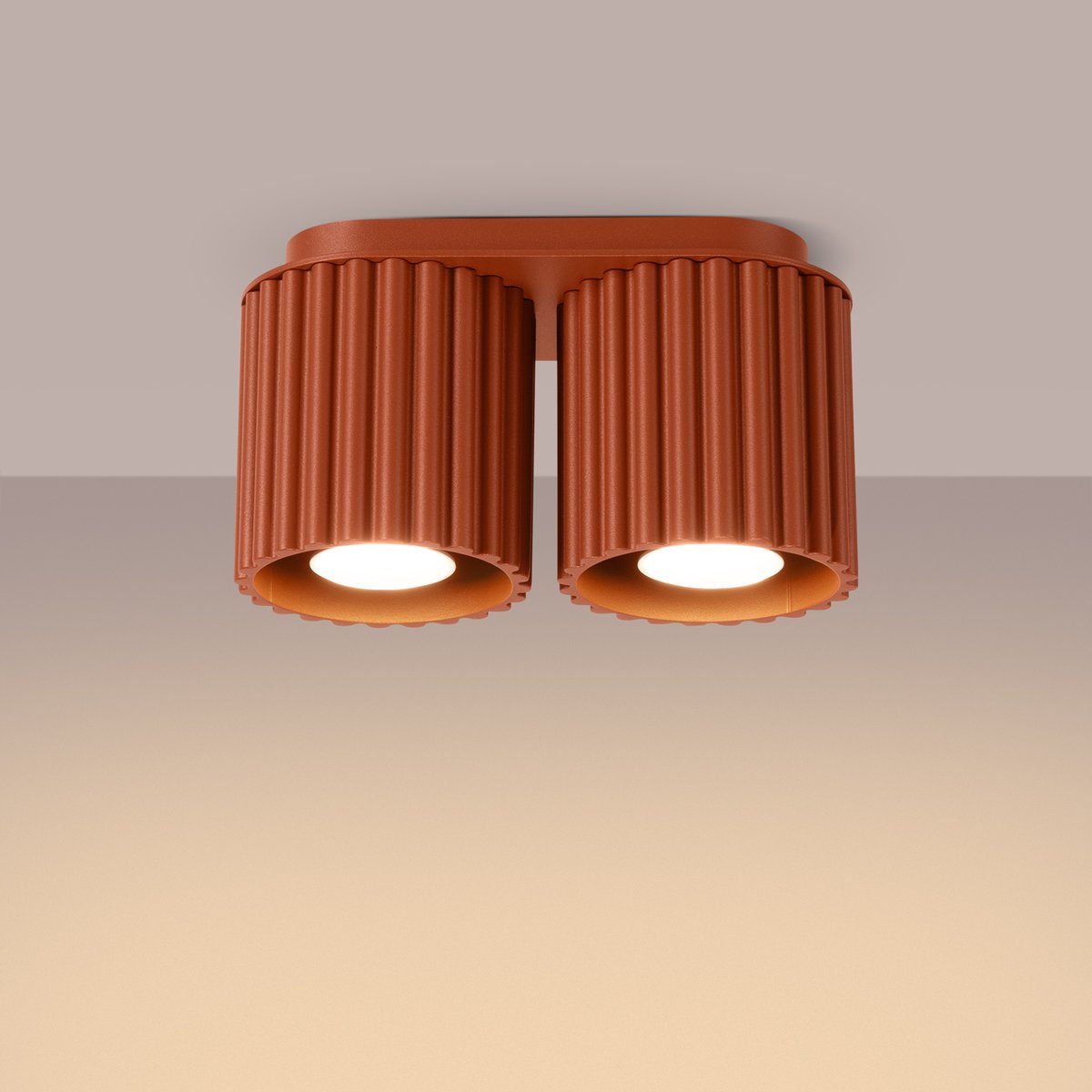 Plafonnier Aluminium Ocre Rouge GU10 2 Aura rouge, EDEN