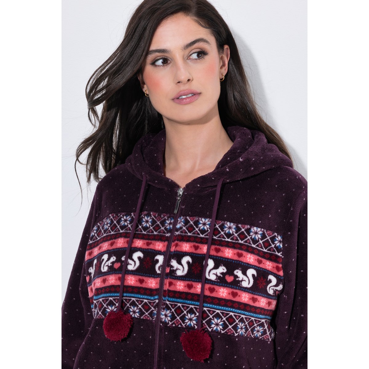 Veste d'intérieur à capuche prune foncé, ULLA POPKEN