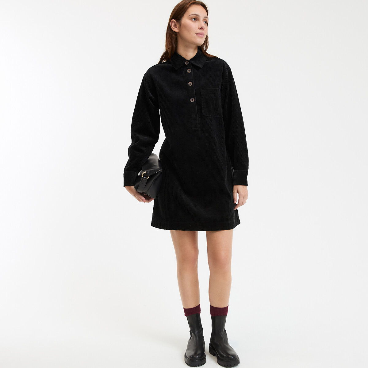 Robe courte velours côtelé, Signature ALBANE noir, LA REDOUTE COLLECTIONS