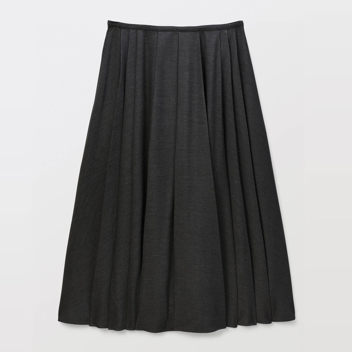 Jupe midi plissée unie requin, MONOPRIX