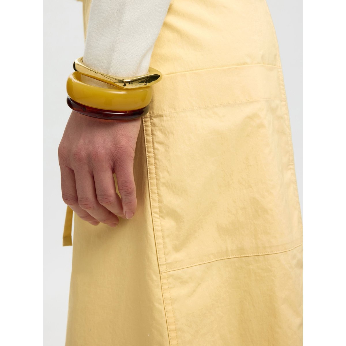 Jupe Mi-Longue jaune - italian straw, SELECTED