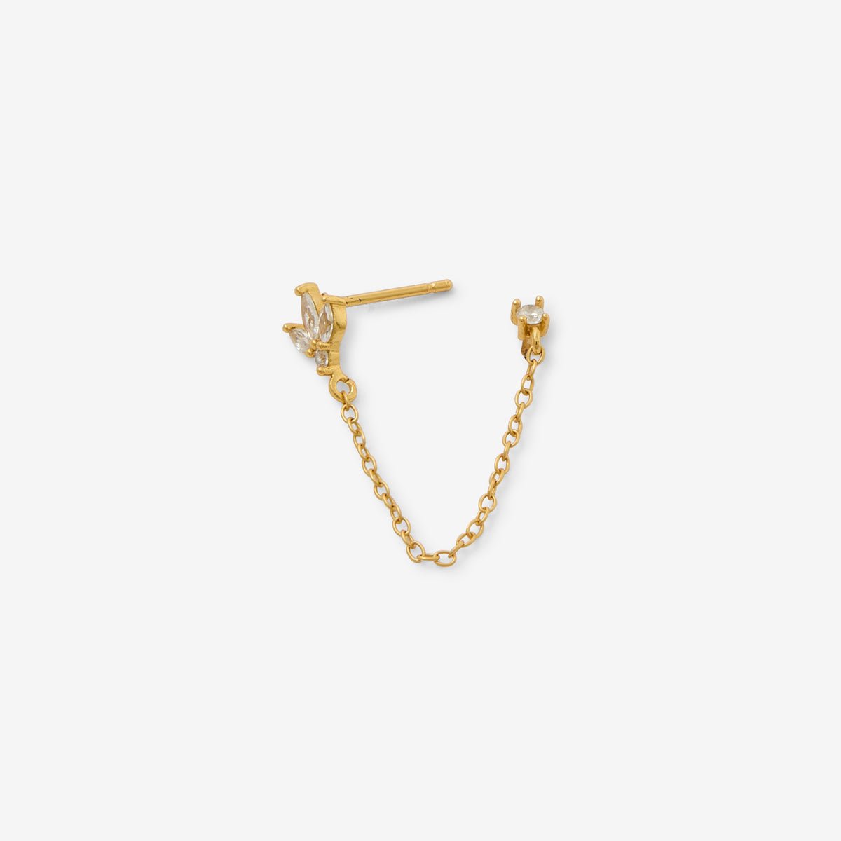 Puces d'oreilles à chaîne avec zircon, en argent 925 garanti doré à l'or fin doré, BALABOOSTE