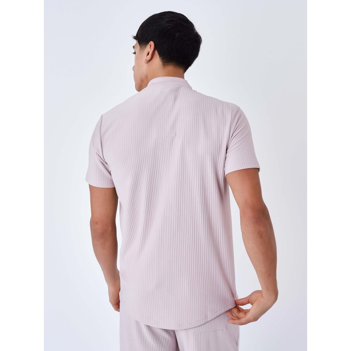 Chemise à manches courtes uni texturée rose pastel, PROJECT X