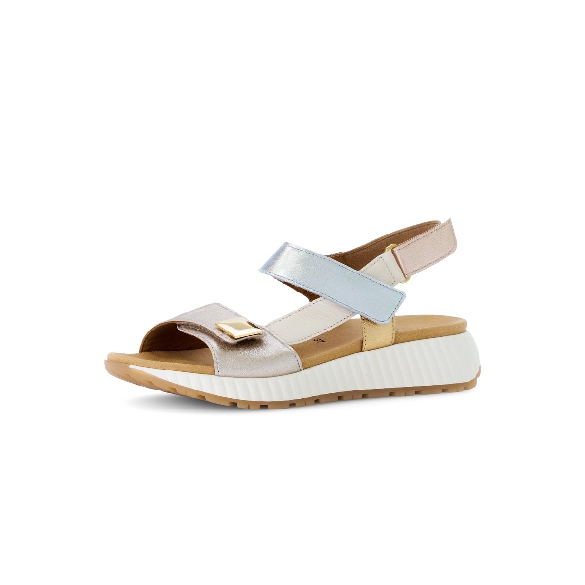Sandales en cuir à talon compensé doré, GABOR