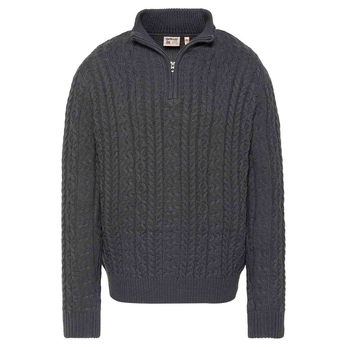 Pull camionneur en maille torsadée anthracite, SCHOTT