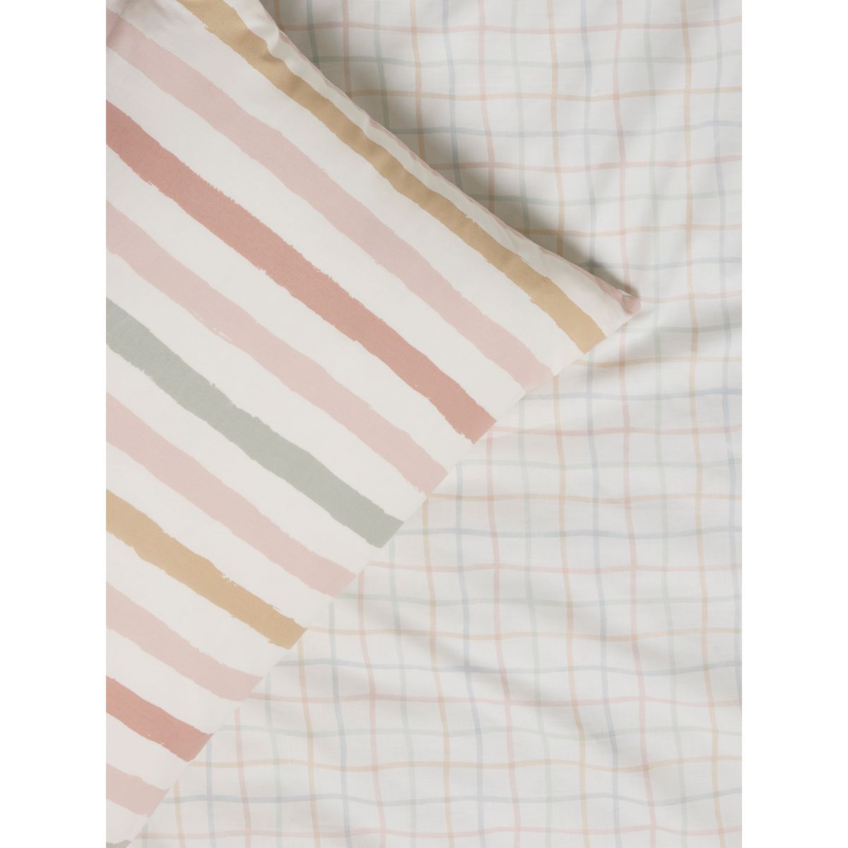 Parure housse de couette et taie d'oreiller grille scandinave neutre, NEXT