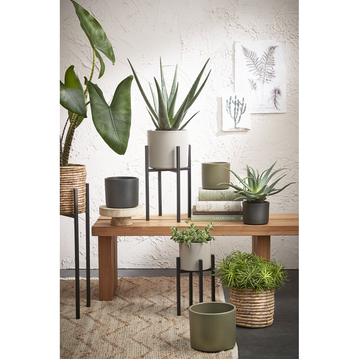 Support pour plantes H55 cm ASCOT noir, MICA DECORATIONS
