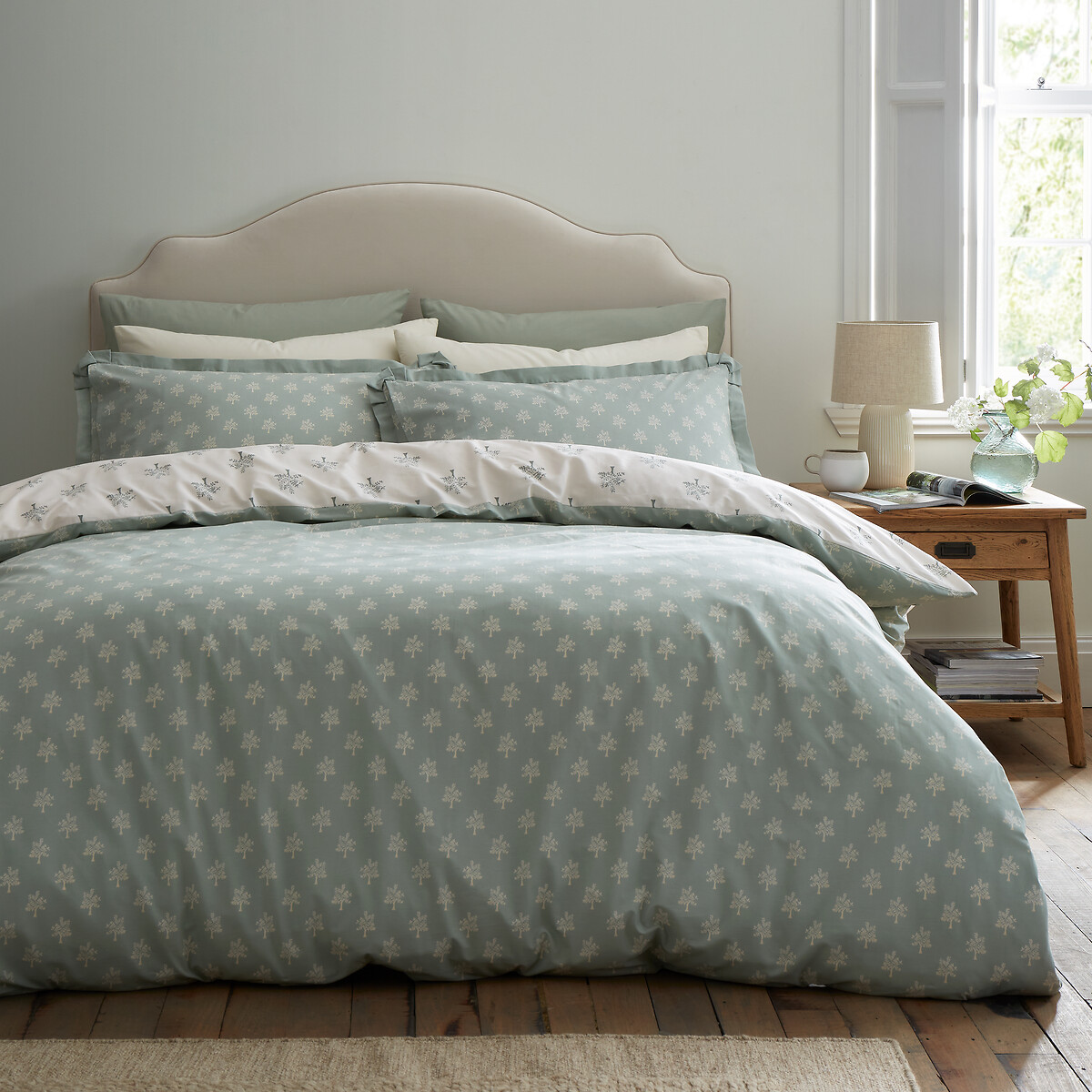 Dapplewood Trees Cotton Reversible Duvet Cover Set cream, EMILY BOND