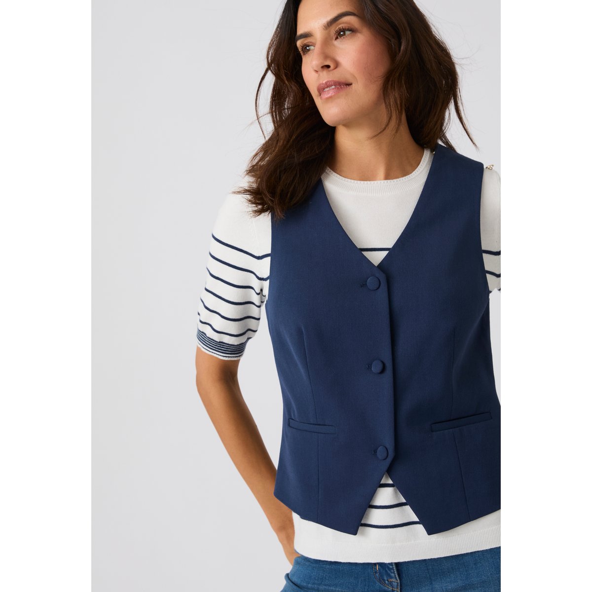 Gilet de costume sans manches bleu marine, DAMART