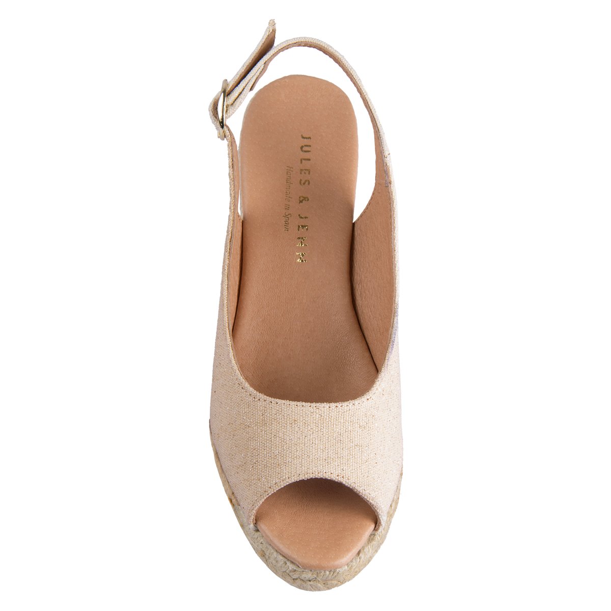 Espadrilles slingback toile recyclée doré, JULES & JENN