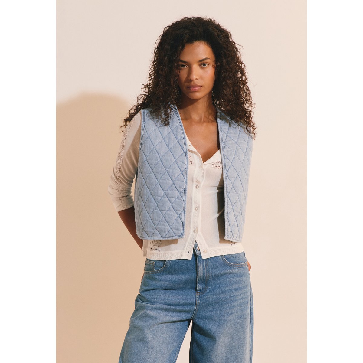 Gilet sans manches en coton LOLA bleu, ETAM