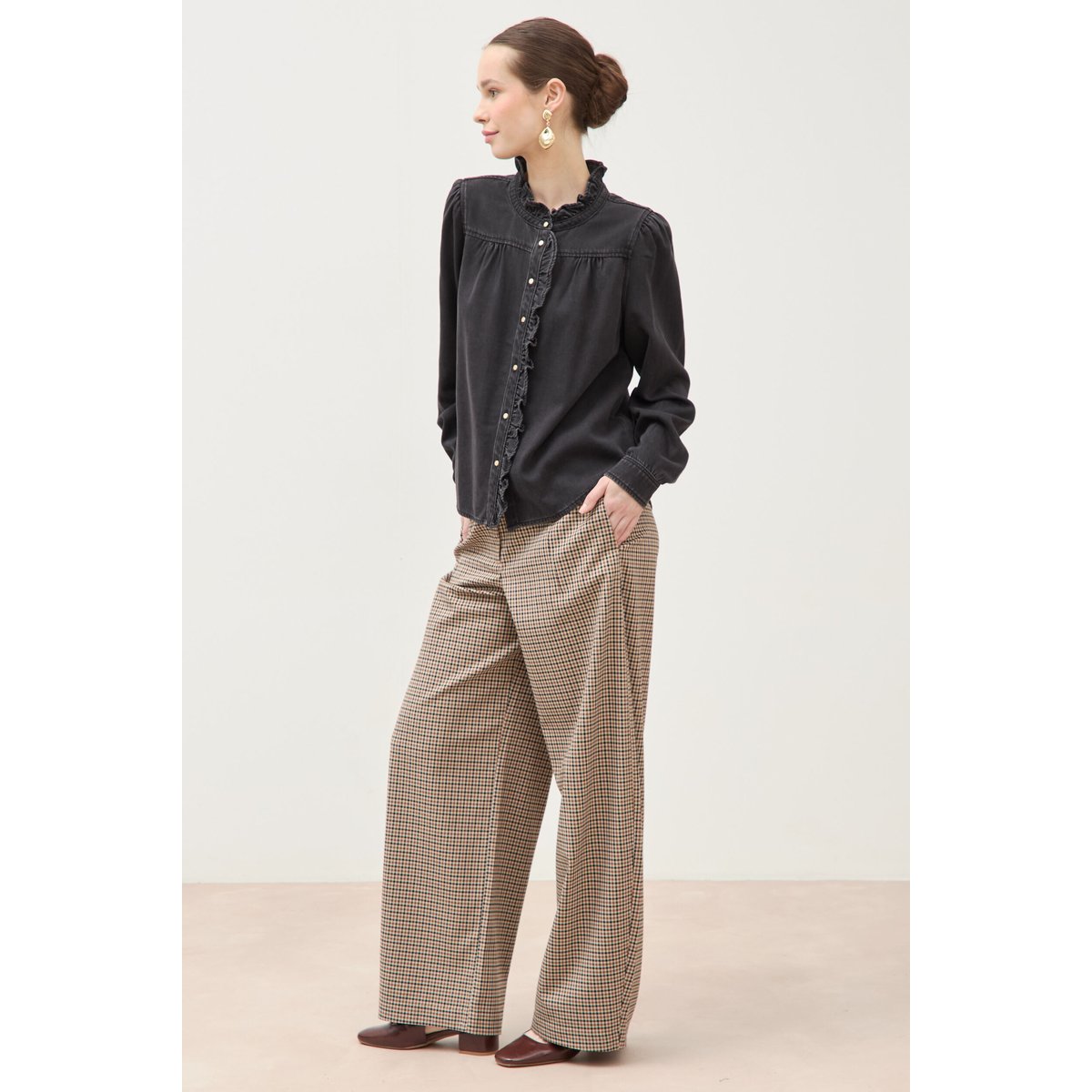 Chemise en jeans manches longues denim noir, BONOBO