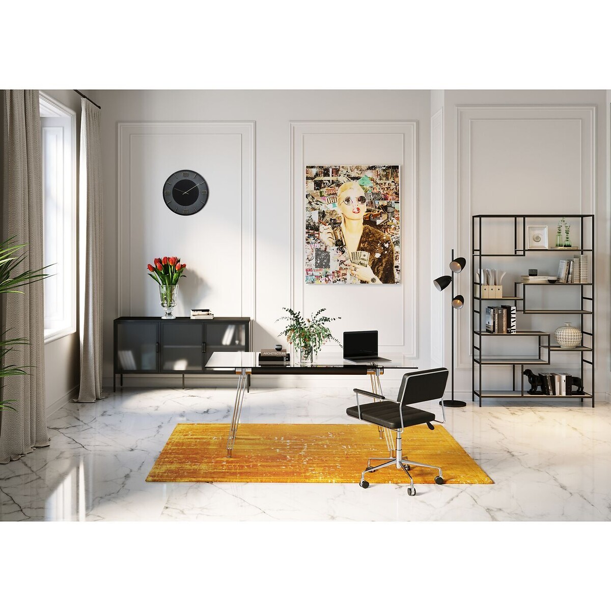 Bureau en verre, OFFICIA argent, KARE DESIGN