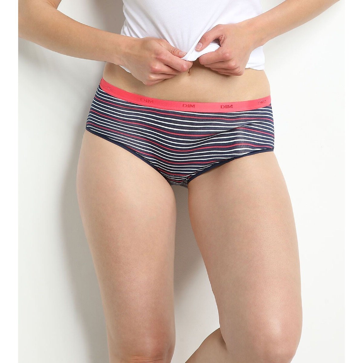Confezione da 3 shorty in cotone elasticizzato Les Pockets rigato + tinta unita + pois, DIM