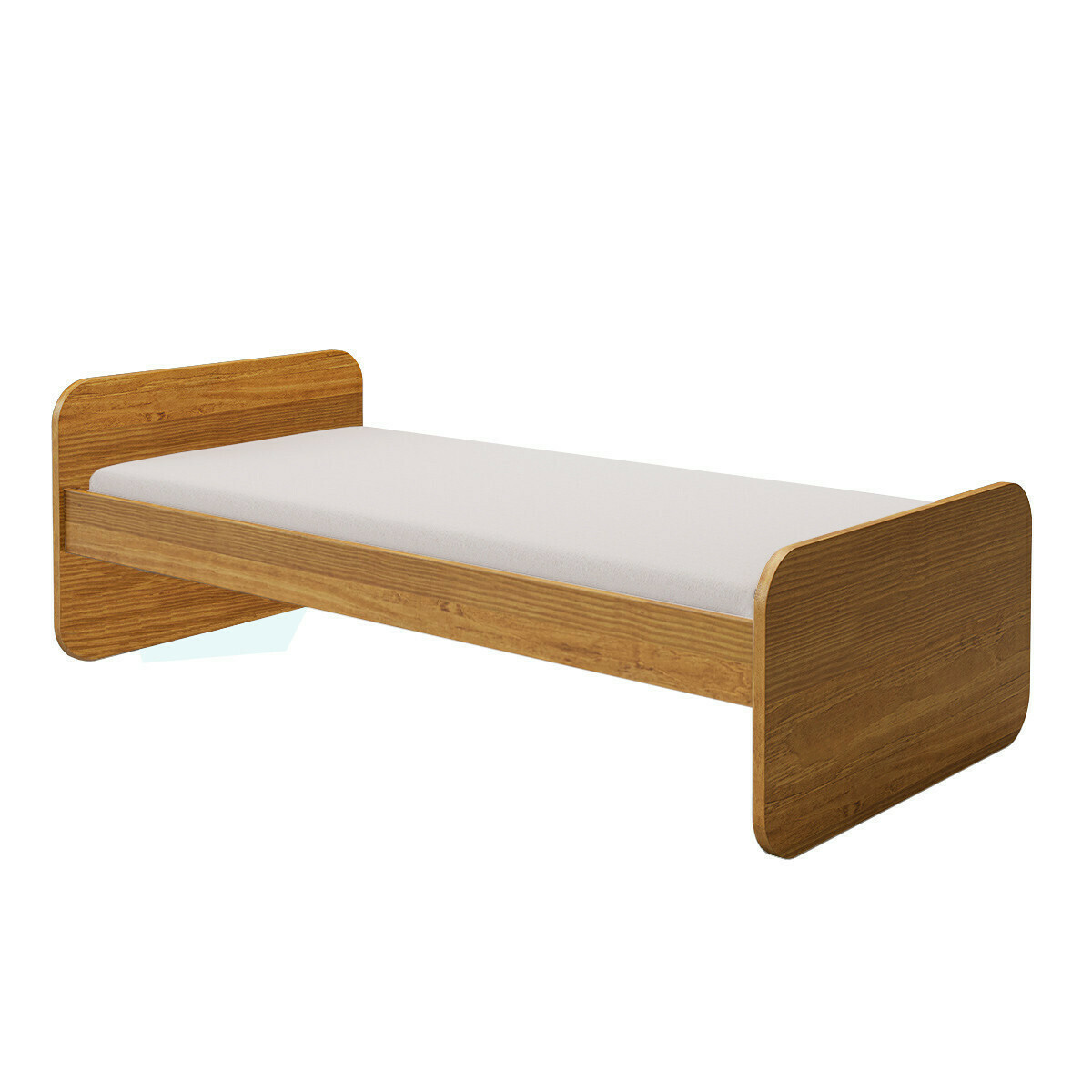 Pack lit avec matelas Bois massif LUPIN noisette, AKITEN RETAIL