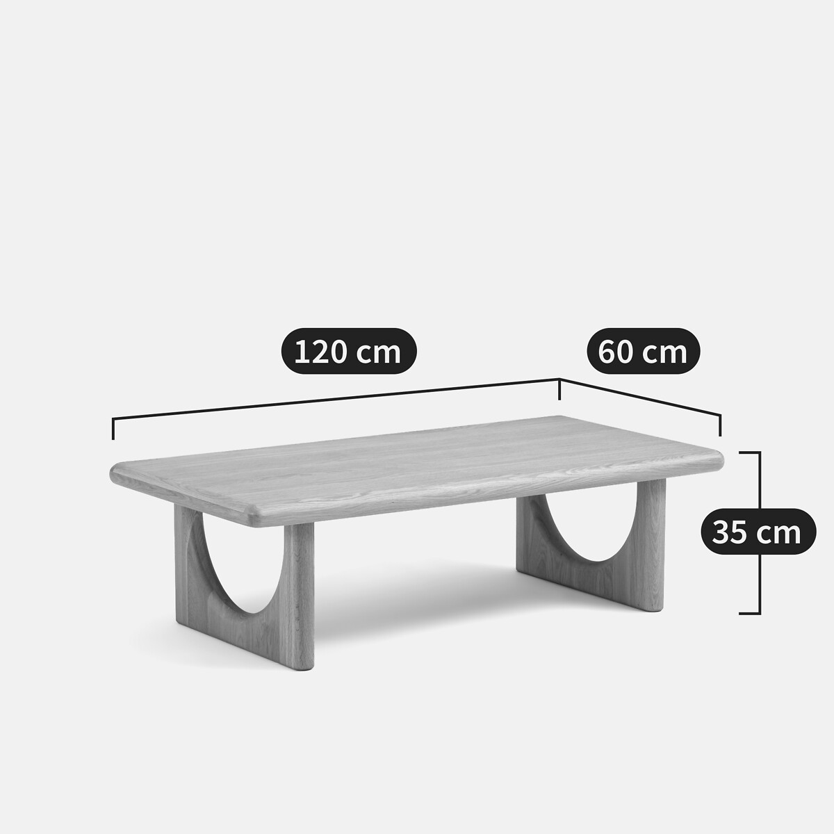 Douve Solid Oak and Oak Veneer Coffee Table natural, LA REDOUTE INTERIEURS