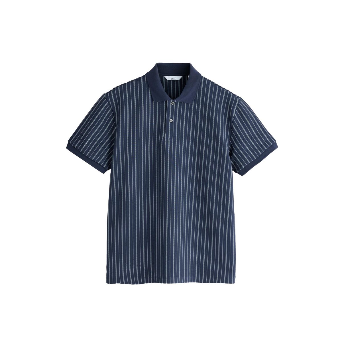 Polo standard en supima à rayures verticales bleu, NEXT