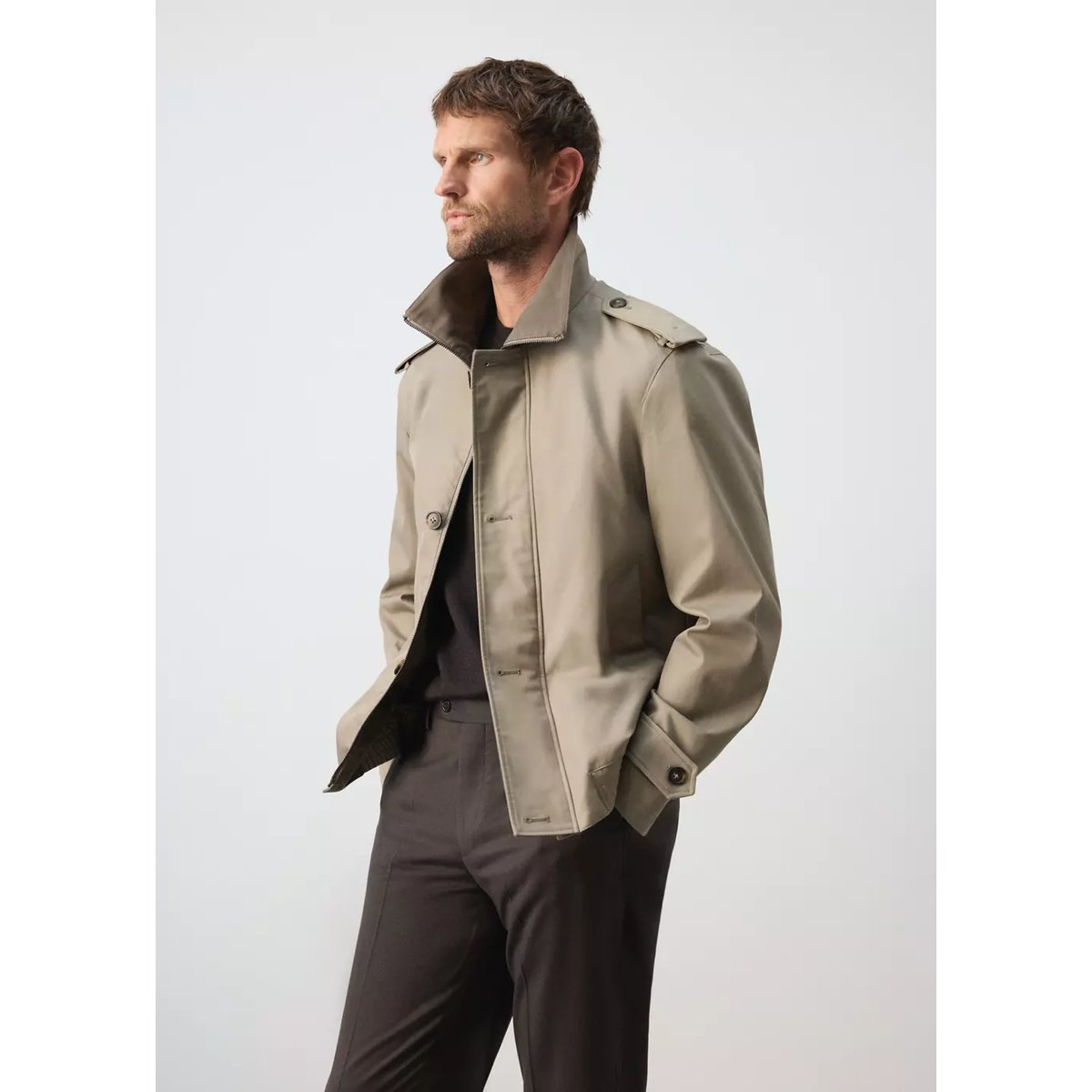 Blouson 100 % coton déperlant marron moyen, MANGO MAN
