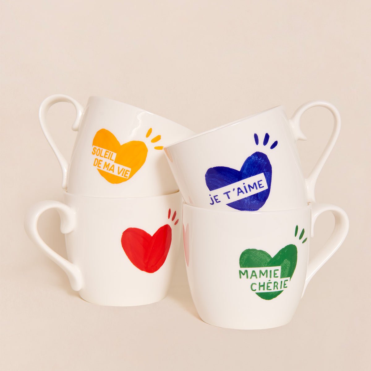 Mug coeur solaire, CŒUR ROUGE blanc - blanc, EMOI EMOI