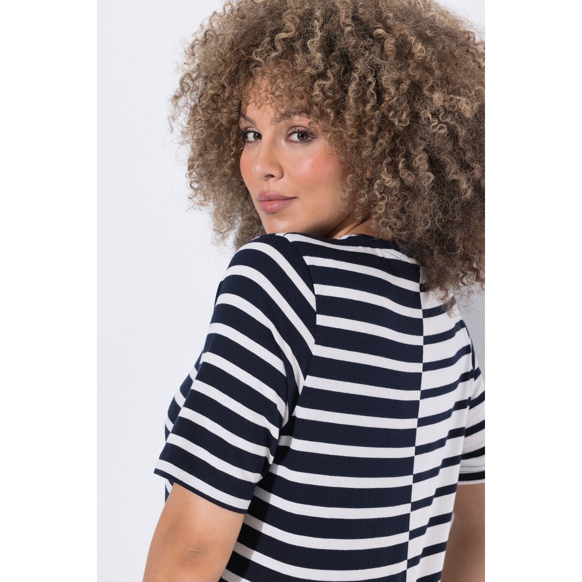 T-shirt à rayures, en modal mélangé marine, ULLA POPKEN
