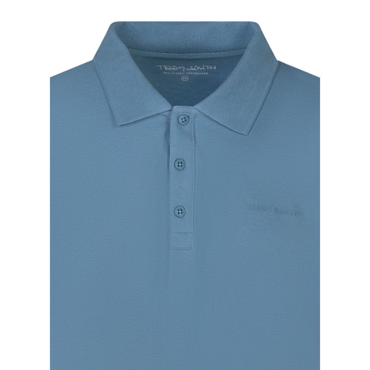 Polo en coton bleu ciel uni avec une coupe ajustée et des boutons ciel, TEDDY SMITH