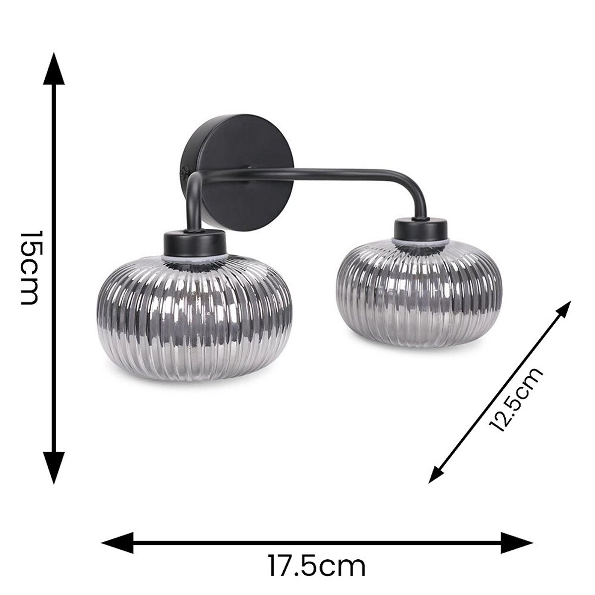 Arran 2-Light Bathroom Wall Light in Matte Black black, SO'HOME