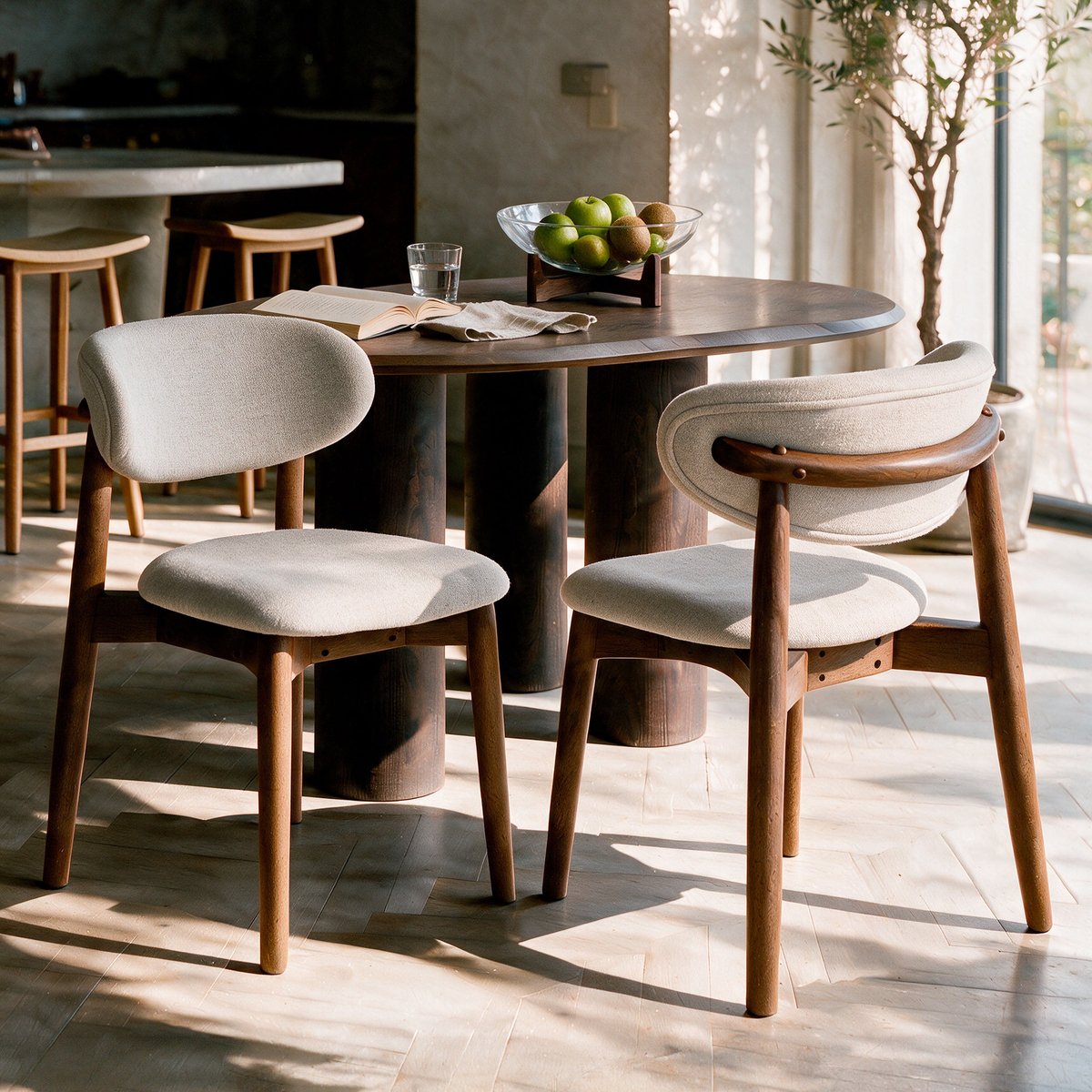 Lot de 2 chaises en tissu - YUNA beige, MAISON PAVANE