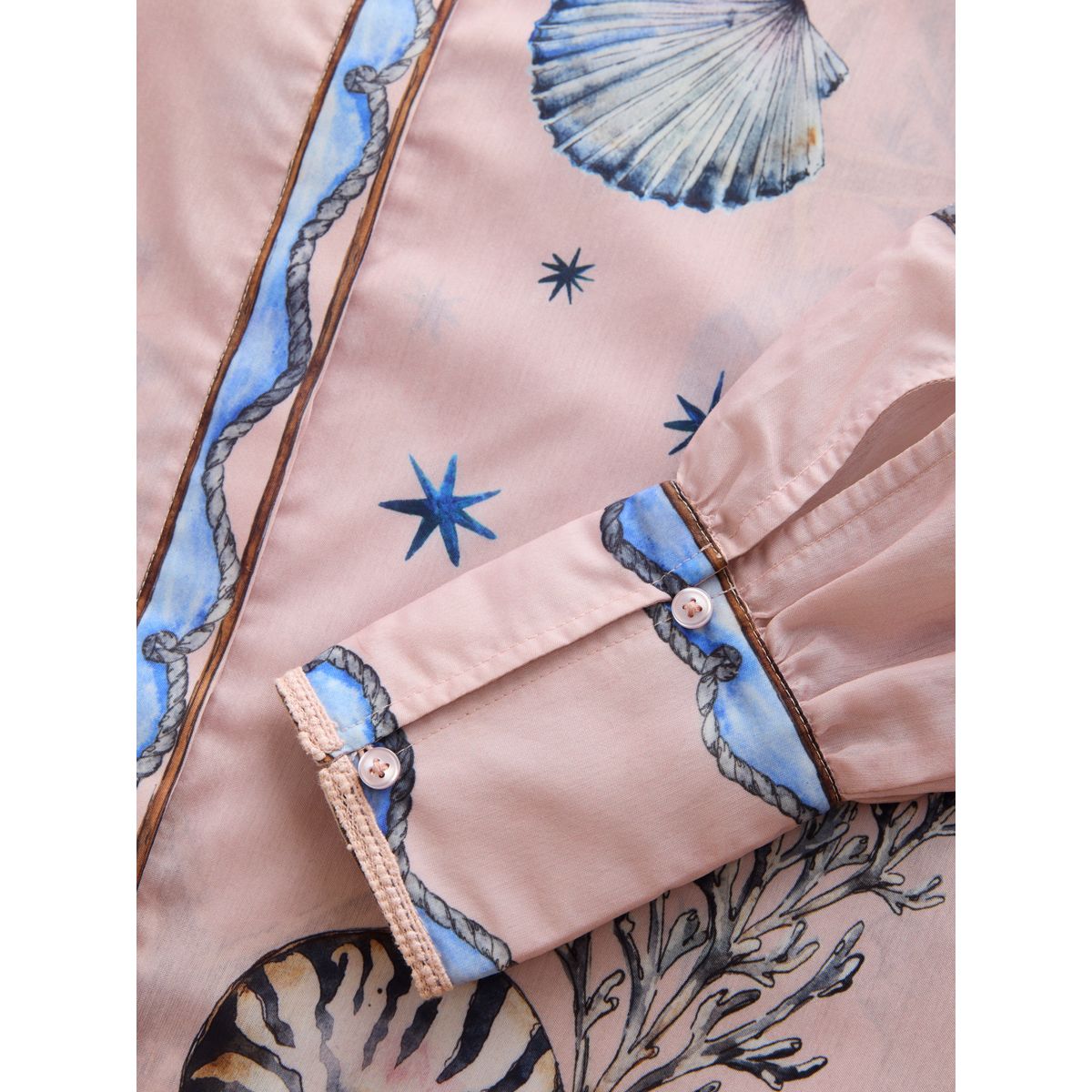 Chemise légère à manches longues imprimé coquillage rose, NEXT