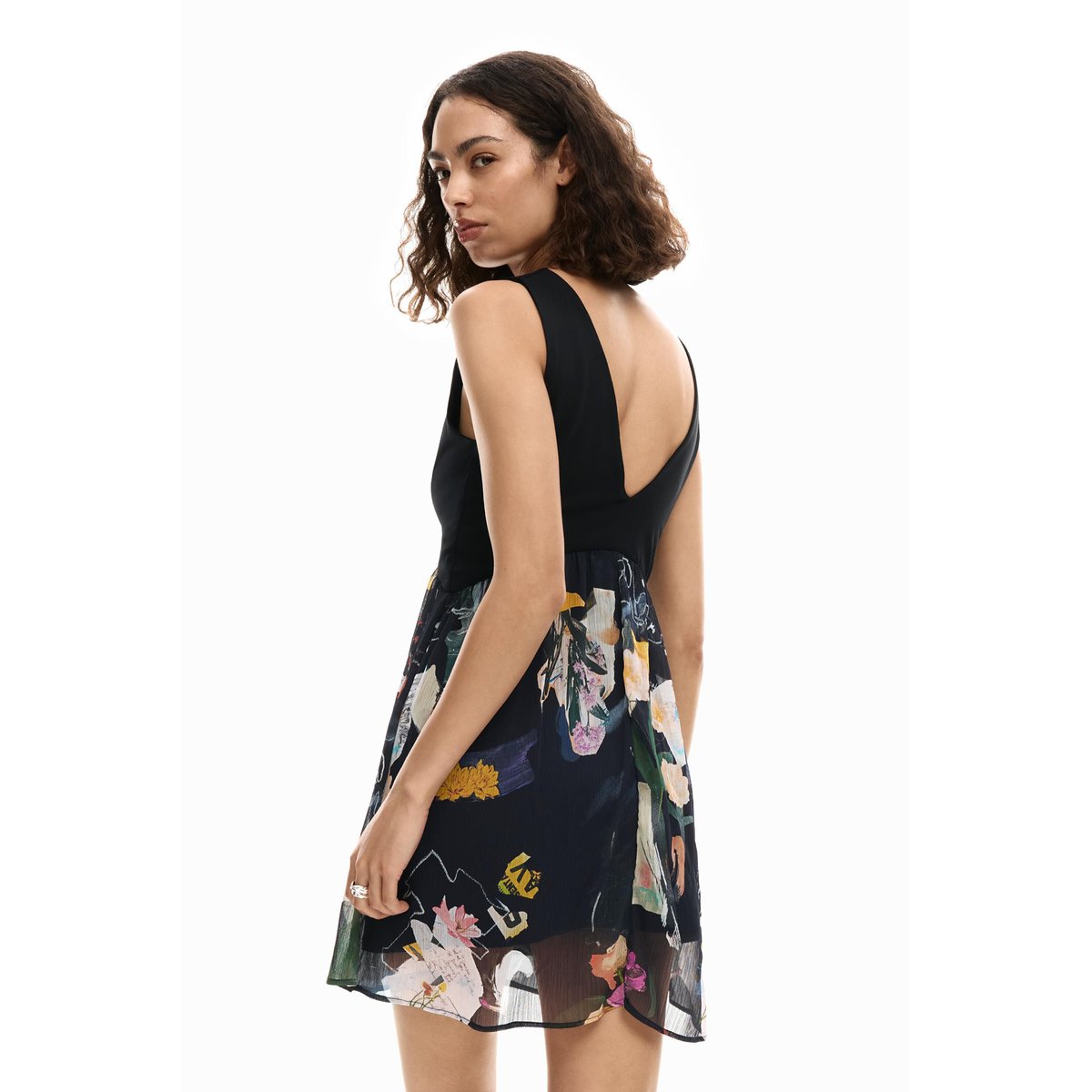 Robe bimatière collage noir, DESIGUAL