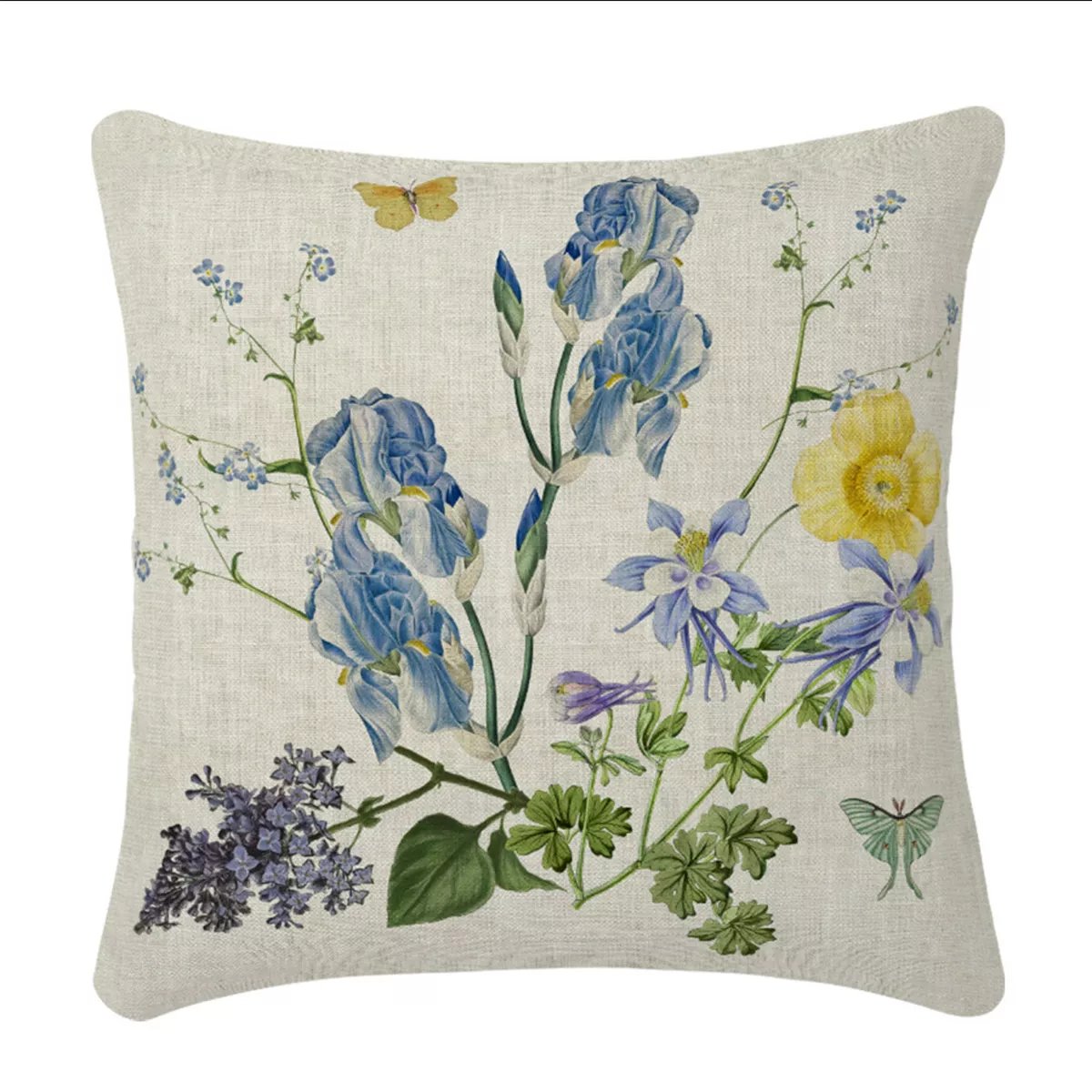 Housse de coussin lin & coton IRIS D'ETE naturel, GARNIER THIEBAUT