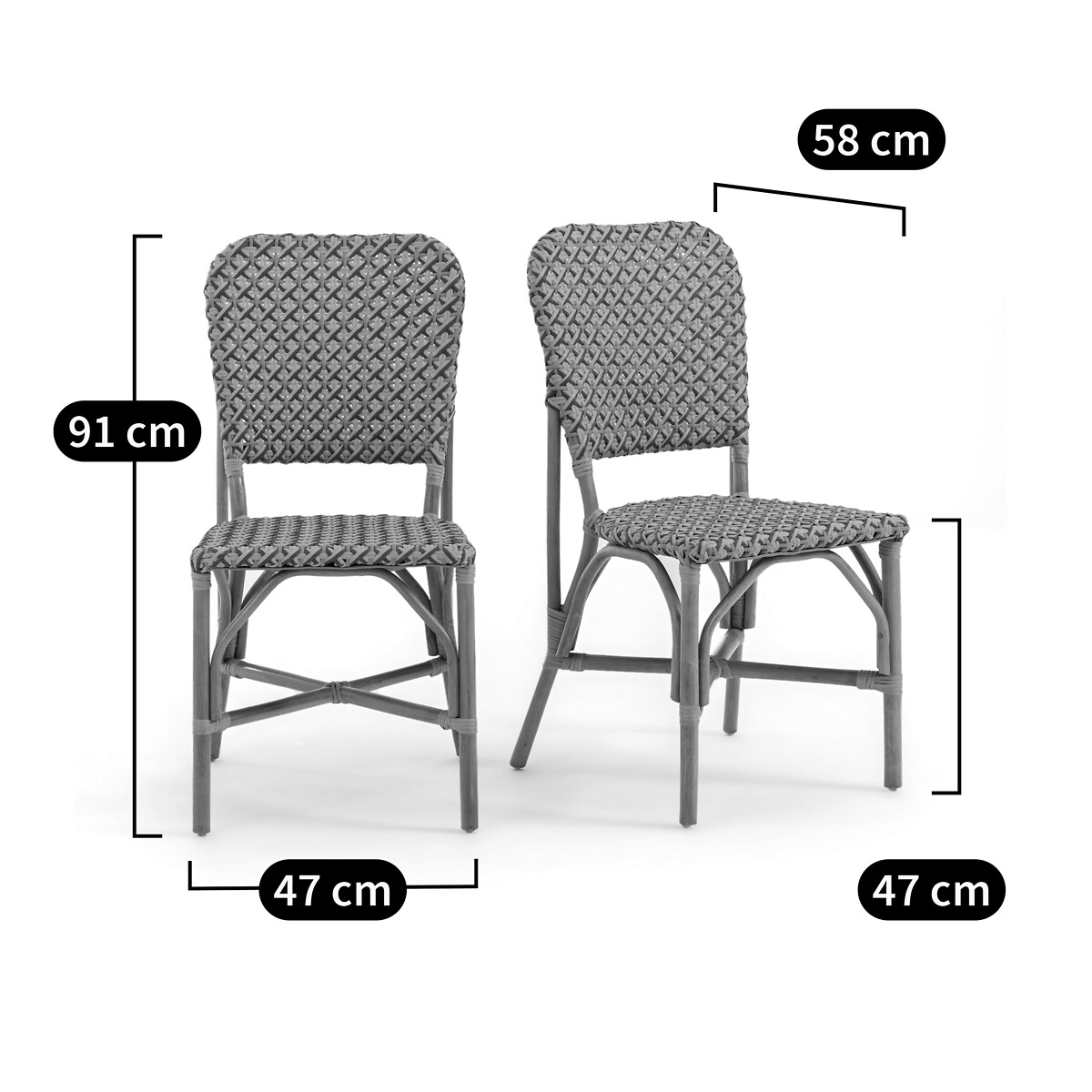 Lot de 2 chaises tressées, Musette vert multicolore, LA REDOUTE INTERIEURS