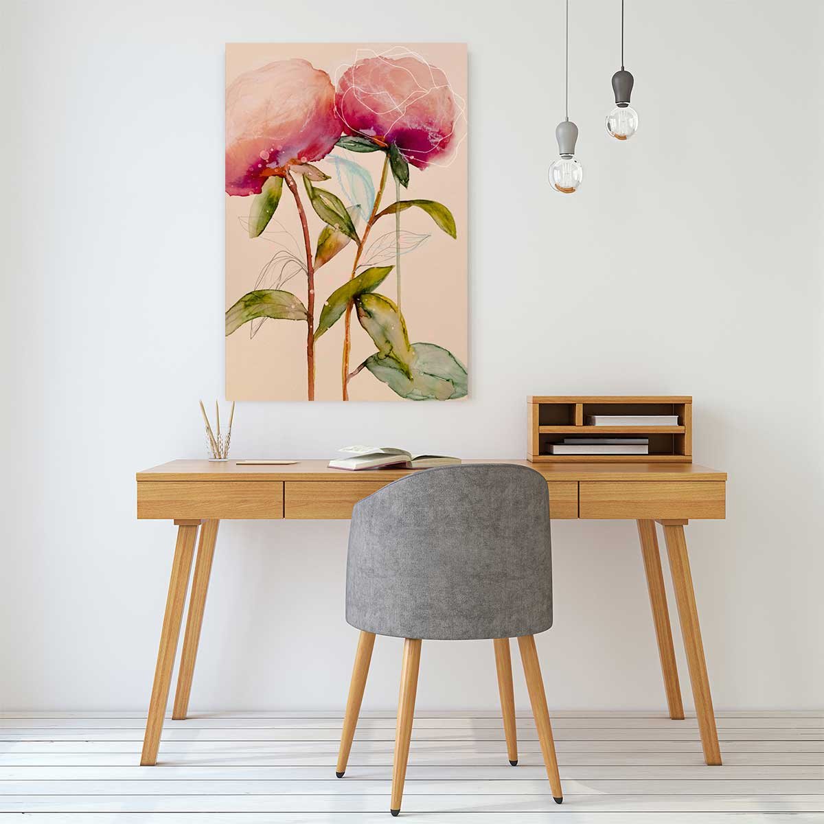 Tableau et peinture de fleurs palm pivoine tableau alu dibond, HEXOA