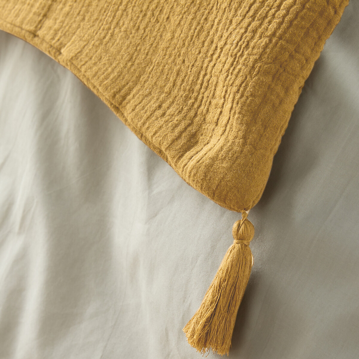 Housse coussin gaze de coton personnalisée Kumla jaune paille, LA REDOUTE INTERIEURS