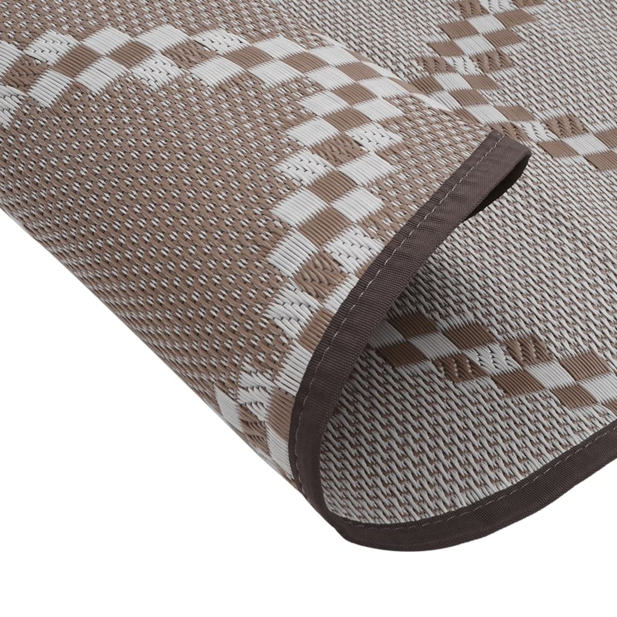 Tapis d’extérieur rond réversible motif graphique tissé marron brun, HOME MAISON
