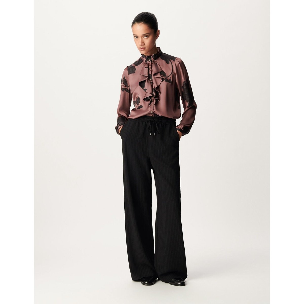 Blouse à manches longues imprimé floral caramel, IKKS