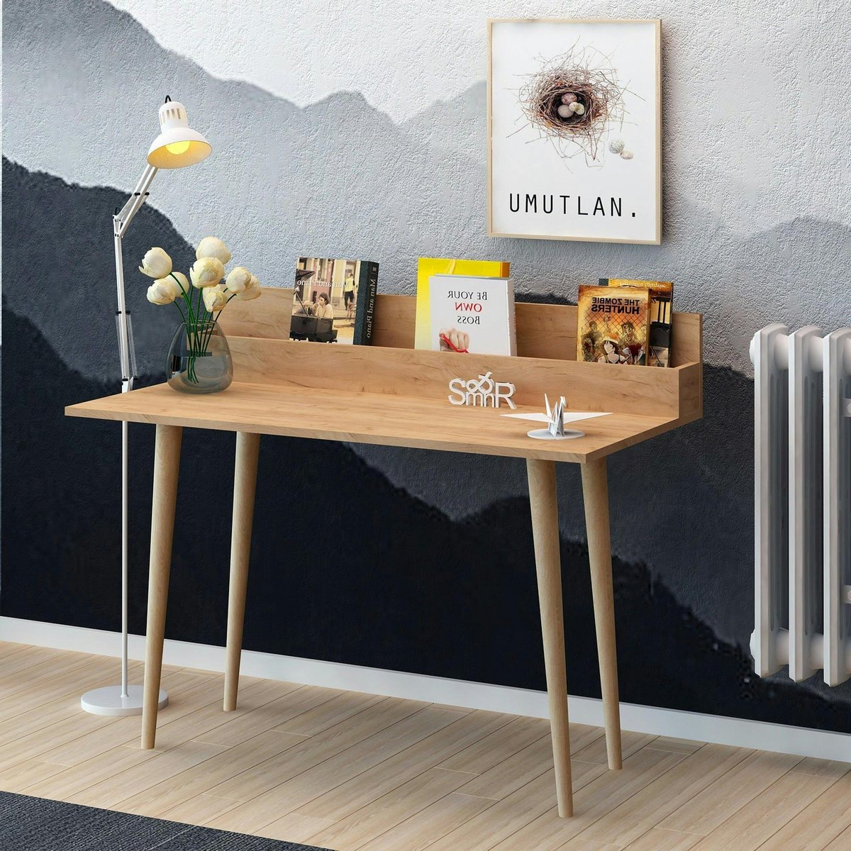 Bureau d'appoint console effet chêne - avec niche MARFA bois naturel, PIER IMPORT