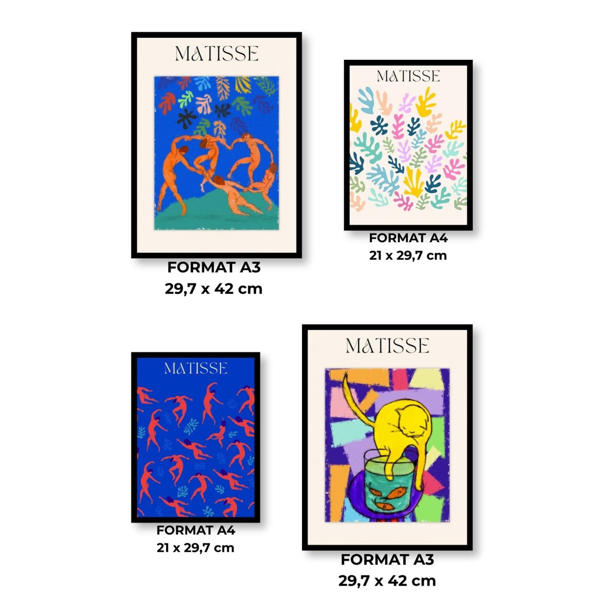 Pack d'affiches encadrées – Matisse blanc, L'AFFICHERIE