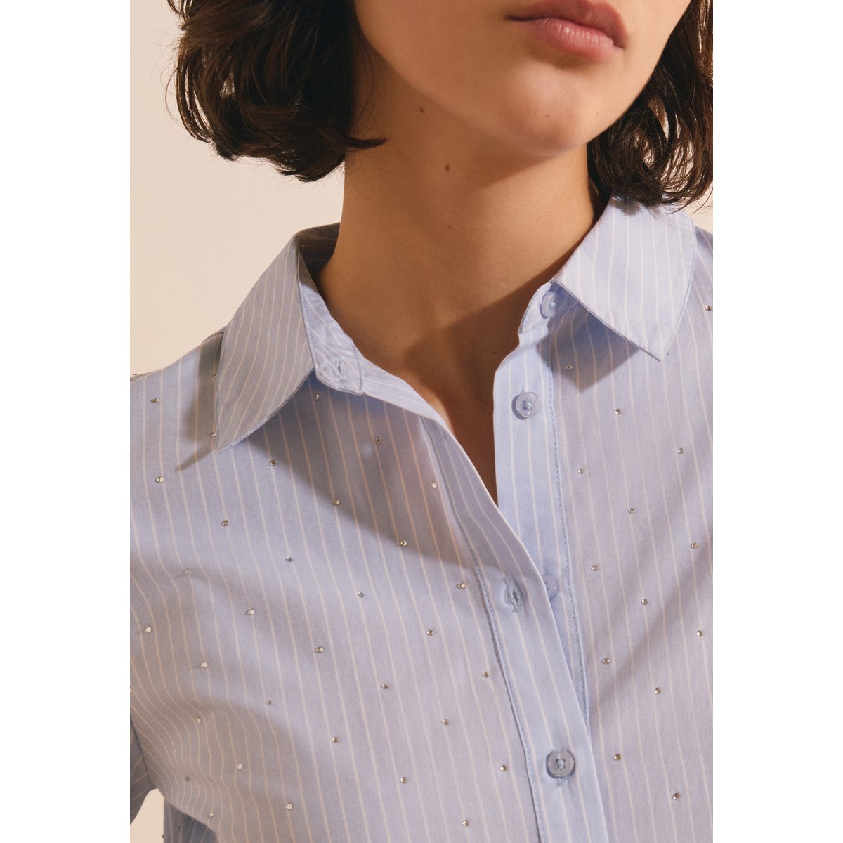 Chemise à rayures avec coton COLETTE RAY bleu ciel, ETAM