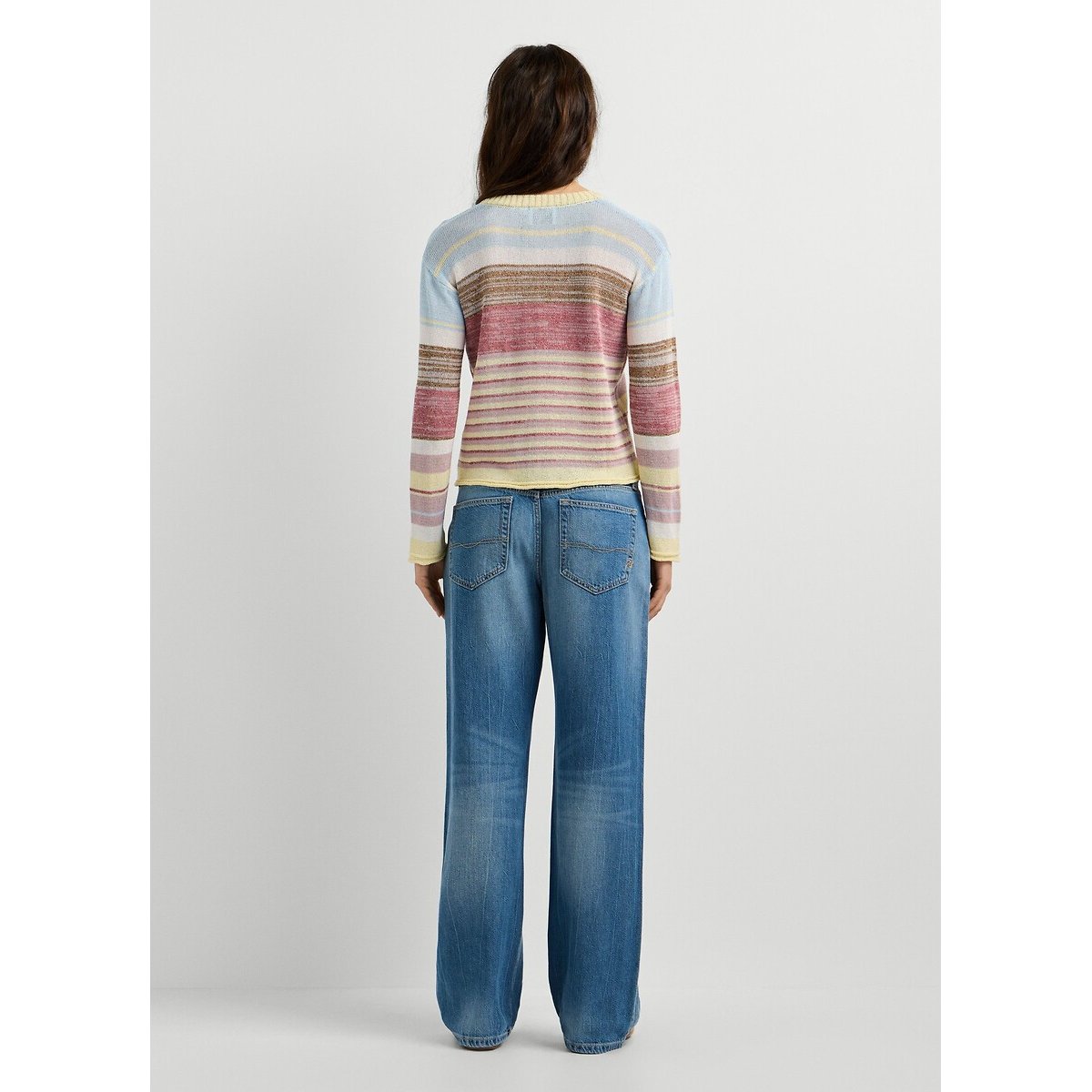 Striped V-neck cardigan ecru , PEPE JEANS