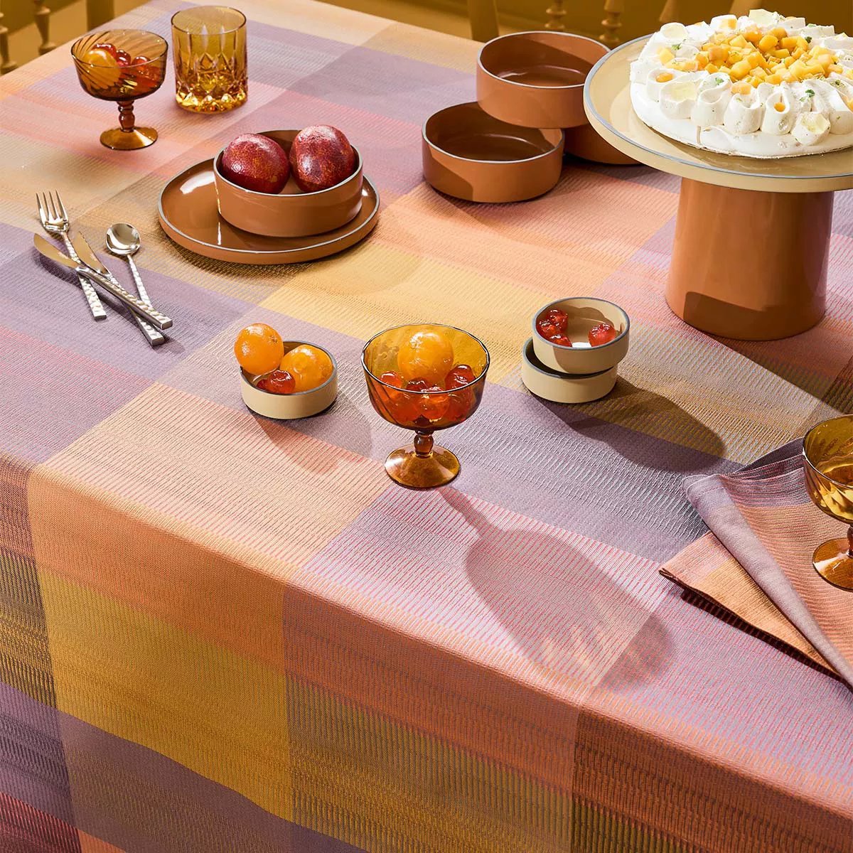 Chemin de table pur coton MILLE ECOSSAIS velvet, GARNIER THIEBAUT