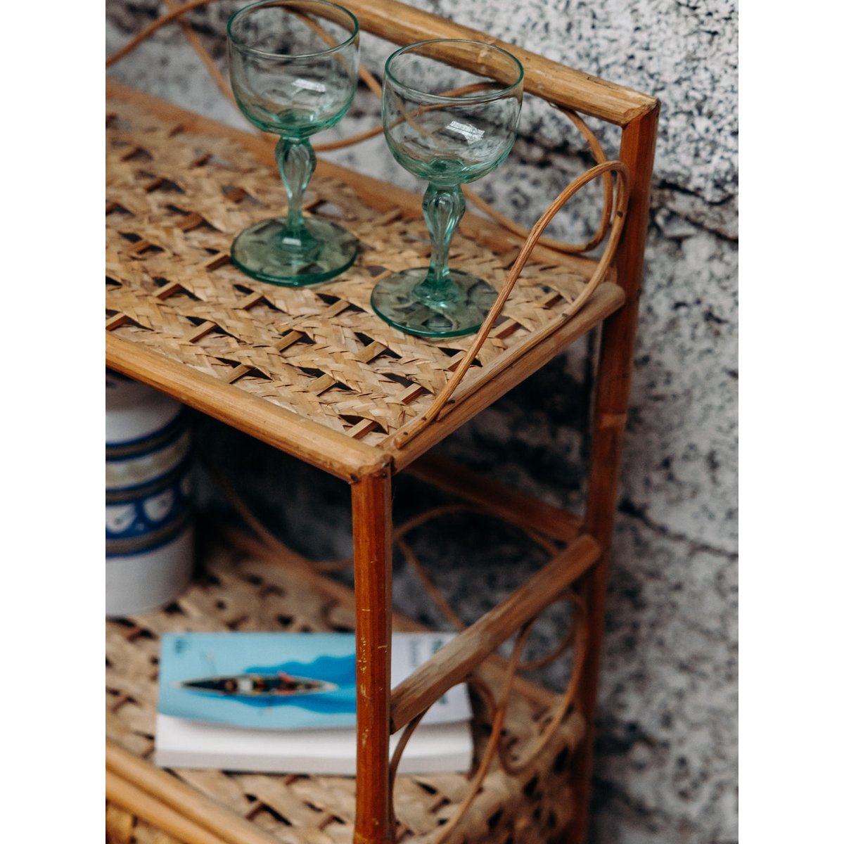 Meuble de rangement en rotin Michel N°120 - Bon état bois, DEBONGOUT