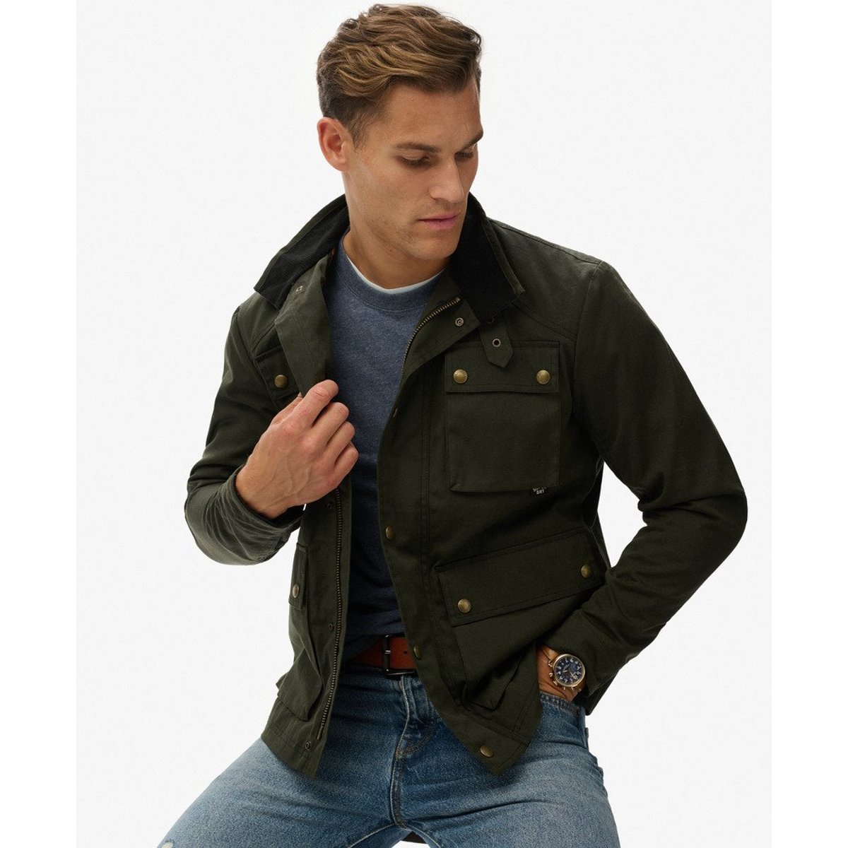 Veste Racer Cirée The Merchant Store vert olive surplus goods, SUPERDRY