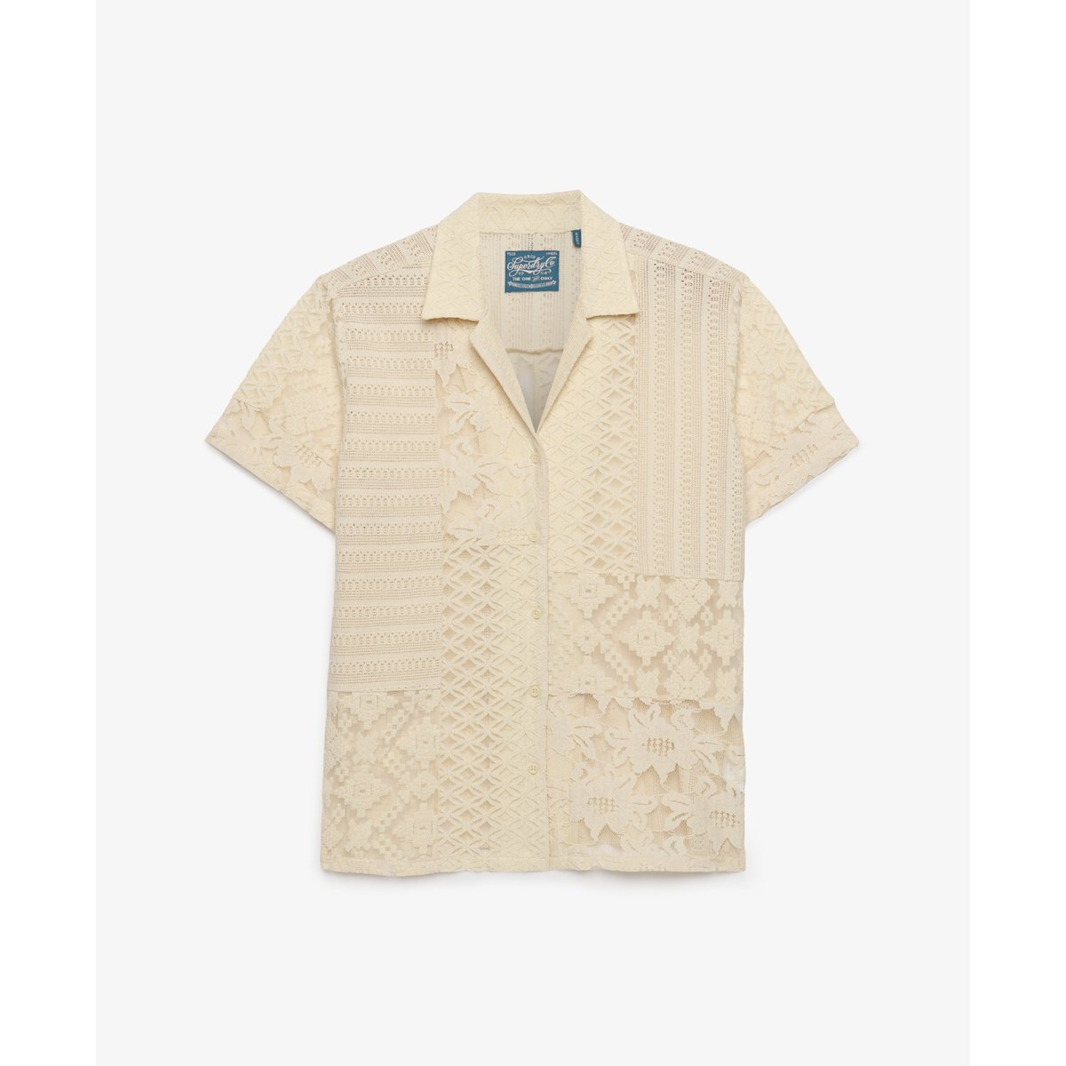 Chemise Resort Beach Dentelle Coupe Décontractée écru poudré, SUPERDRY